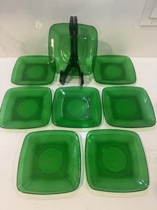 Anchor Hocking Forest Green Set Of 8 Salad Plates 6 3/4 In Plates Vintage AH3 - Picture 1 of 3