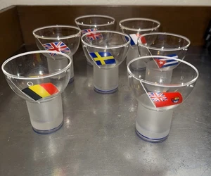 Vintage 7er Set Tschechische Schnapsgläser Cordial mit Fahnen - Bild 1 von 10