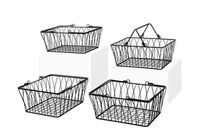 Paquete de 4 canastas medianas Spectrum Diversified Twist, negras Foto 1 de 2