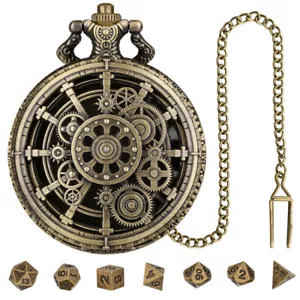 7pcs Polyhedral Metal DND Dice Set for Dungeons and Dragons with Gear Pocket Box - Picture 1 of 13