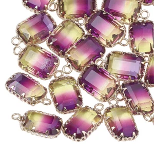 30Pcs Faceted Rectangle Imitation Tourmaline K9 Glass Pendants Charms 19x10.5mm - Picture 1 of 11