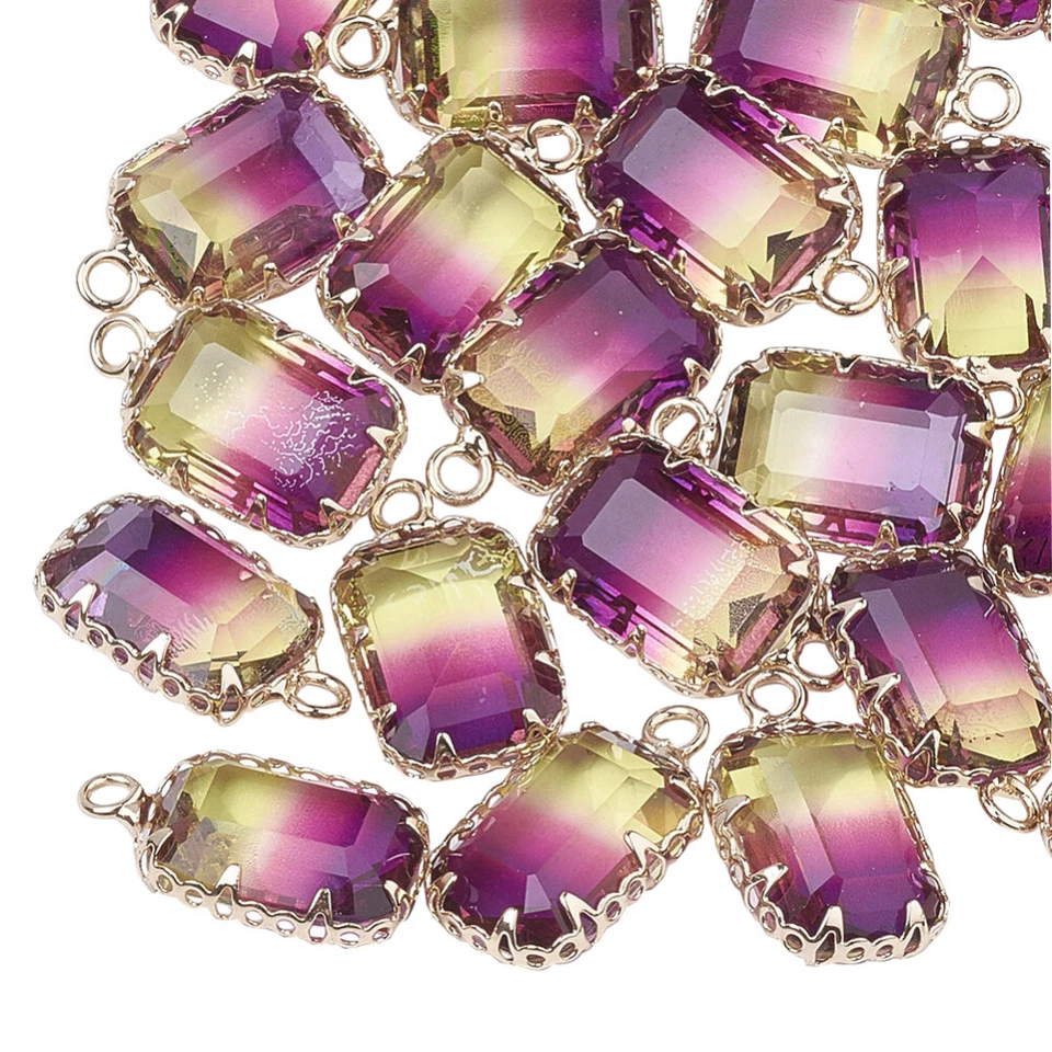 30 piezas colgantes facetados rectángulos imitación turmalina K9 vidrio dijes 19x10,5 mm Foto 1 de 1