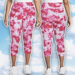 NWOT Terra & Sky Tie Dye Capri Leggings Pink Boho Hippie Barbiecore Rave Sz 1X - Picture 1 of 8