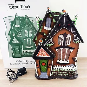 Byers Choice Traditions Cobweb Cottage Lighted Gingerbread House 2013 Halloween - Picture 1 of 22