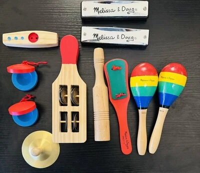 Melissa & Doug Music Makers 11 Piezas Instrumentos Musicales Armónica Maracas Madera Foto 1 de 4