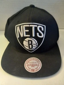 Brooklyn Nets Mitchell & Ness Black White Snapback Hat Cap - Picture 1 of 5
