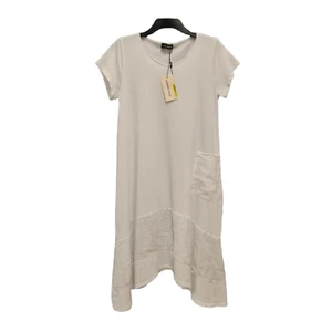 James Lakeland Womens Tunic Dress White 16 UK Short Sleeves Cotton Linen Knee - Picture 1 of 4