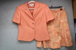 Le Suit Falda Manga Corta Traje-Talla 10P-Sedosa-Falda Paisley-Oficina-Bonita-Primavera - Imagen 1 de 15