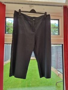 M&S Ladies Black Linen Mix Cropped Summer Trousers**Size 20