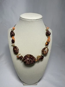 Collar grueso con cuentas de pepita de colores naturales - Imagen 1 de 6