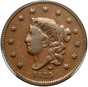 1835 N-4 R-4+ PCGS VF 25 Sm 8 Sm Stars Matron or Coronet Head Large Cent Coin 1c - Picture 1 of 3