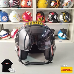 TOP GUN HALO HGU-55 FLIGHT HELMET MOVIE PROP PILOT AVIATOR USN NAVY+ T-SHIRT - Picture 1 of 13