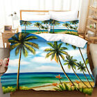 3D Oil Painting Coco Tree Beach Bedding Set Doona Duvet Cover Queen Pillowcase