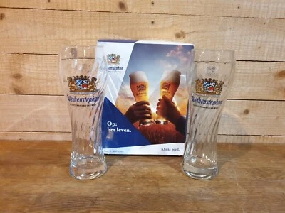 Weihenstephan Lager Pint Beer 0.5L Tall Glasses Glass x2 - BOXED & NEW  - Image 1 of 4