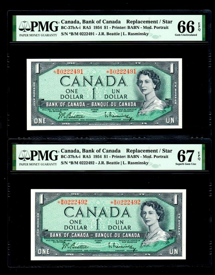1954 $1 Bank of Canada (Star) PMG Gem Unc EPQ 66/67 - Image 1 of 1
