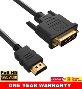 Gold HDMI to DVI-D 24+1 Pin Digital Cable Lead HDTV BluRay PS3 Xbox 360 TV PC AU - Picture 1 of 7