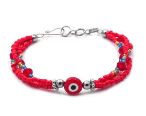 Evil Eye Nazar Beaded Multi Strand Bracelet Spiritual New Age Protection Jewelry - Picture 1 of 17