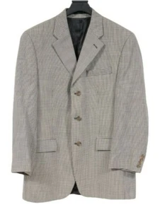 Chaps Ralph Lauren Mens Wool Blazer Sport Jacket 40 R White Herringbone - Picture 1 of 11