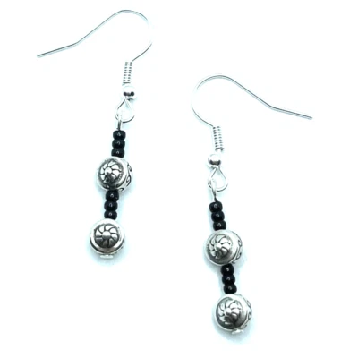 Брайтон Mademoiselle черный оникс семена бисер длинный заказ серебряные серьги - Изображение 1 из 4