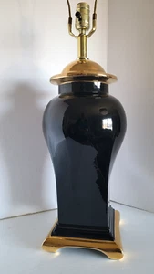 Vtg Mid Century Hollywood  SUNSET COSCO Chinoiserie Black & Gold Lamp - Picture 1 of 9