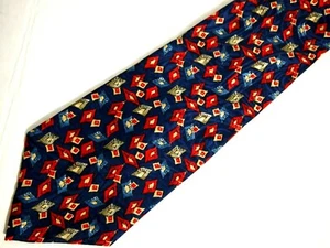 Geoffrey Beene Mens Necktie Tie Blue Green Red Geometric 56" Short Career - Picture 1 of 4