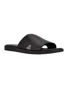 CALVIN KLEIN Mens Black Ethan Round Toe Wedge Slip On Slide Sandals Shoes 10.5 - Picture 1 of 2