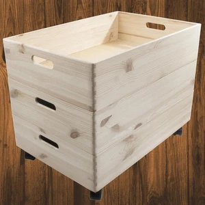 3 Tier Extra Large Shallow Stacking Crate Wooden Storage Box Container w. Wheels - Picture 1 of 11