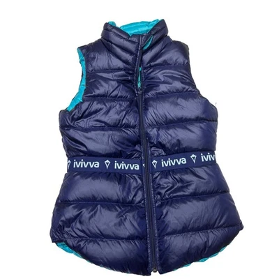 Ivivva | Lululemon Kids' Line | Chaleco acolchado | Reversible | Verde azulado + azul marino | Niños 14 Foto 1 de 4