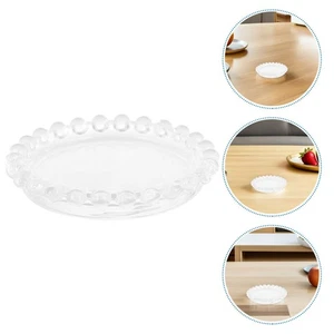 4 Pcs Candle Plates Drip Protectors Glass Candlestick Holders Tray - Picture 1 of 12