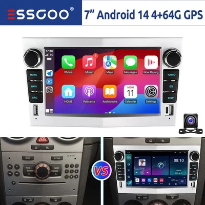 4+64G Android14 Autoradio Für Opel Corsa C D Astra H Zafira B GPS Kam Carplay BT - Bild 1 von 4