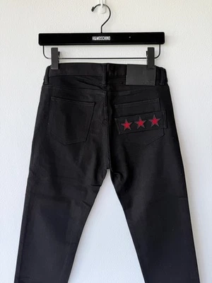 Nuevo Givenchy Hombre Vaqueros Vaqueros Negro Rojo Estrellas 28 Foto 1 de 4