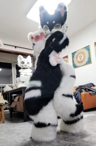 Long Fur Husky Dog Fox Mascot Costume Fursuit Halloween Suit Cosplay 450# - Picture 1 of 4