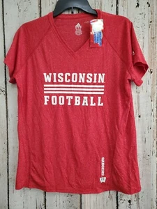 LZ Women's large Adidas WI Wisconsin Badgers Climalite SS Shirt T-Shirt Tee NEW - Picture 1 of 6