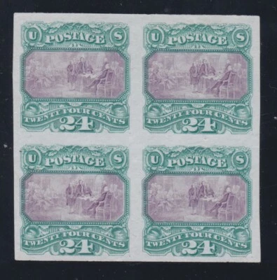 US 120TC3a Declaration of Independence Trial Color India Paper Block 4 XF  (1) - Image 1 of 2