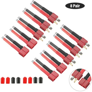 8x Ultra T-Plug Connectors Deans Style 12AWG Silicone Wire for RC LiPo Battery - Picture 1 of 9