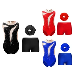 Kids Girls Rompers And Bottoms Modern Bodysuit Stage Unitards Rhinestone Jazz - Picture 1 of 24