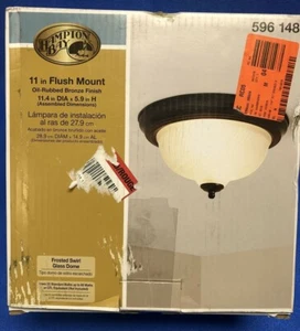 11 in. 2-Light Oil-Rubbed Bronze Flush Mount with Frosted Swirl Glass Shade - Picture 1 of 7