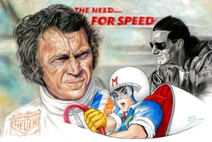 ORIGINAL POP ART NEED FOR SPEED PORTRAIT BY ARTIST RON DUNN - Picture 1 of 1