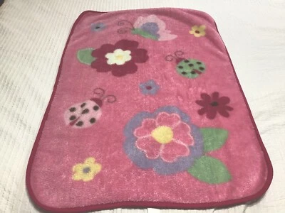 Parents Choice Butterfly Ladybug Floral Pink Plush Mink Baby Blanket Navy Blue — 第 1/4 张图片