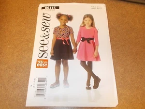 Butterick Pattern B6115 Girls SEE & SEW EZ Pullover Dress w/Raised Waist Sz 3-6 - Picture 1 of 2