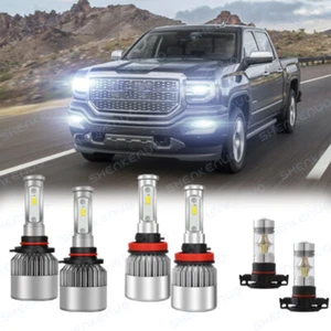 For GMC Sierra 1500 2500 3500 -6pcs LED Headlights High Low Fog Light Bulbs Kit - Foto 1 di 12
