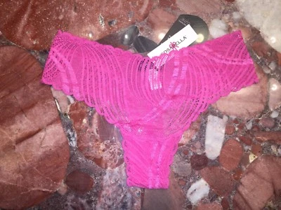 Calcinha Tanga de Renda Feminina Cosabella Itália Minoa Rosa Lowrider TAMANHO ÚNICO Nova com etiquetas - Imagem 1 de 4