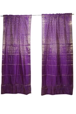 2 Indian Curtians Purple Gold Rod Pocket Sari Curtains Panels Home Decor 96 inch