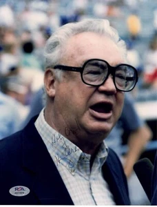 Annunciatore firmato Harry Caray MLB Chicago Cubs Holy Cow! Foto PSA/DNA colore 8x10 - Foto 1 di 3
