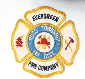 Parche bordado vintage Evergreen Fire Company Ross Township 1st District - Imagen 1 de 6