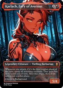 MTG - Karlach, Fury of Avernus - Fanart Borderless Style - EDH / Playtest - Picture 1 of 3