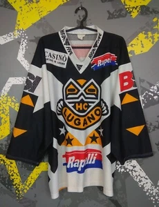 HC Lugano Jersey Hockey MEDIUM Shirt Vintage Retro ig93 - Picture 1 of 12