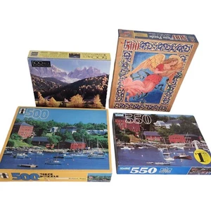 Lot Of 4 Jigsaw Puzzle 500-550 Pcs New Sealed Guild Whitman Golden - Picture 1 of 17