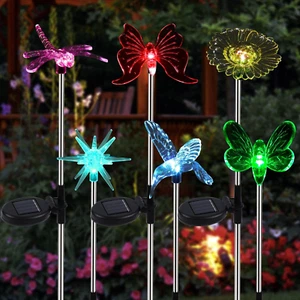 6 Pack Solar Garden Stake Lights Outdoor, Solar Butterfly Figurine Lights, Multi - Picture 1 of 12