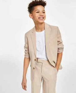 Calvin Klein Stretch Sharkskin Jacket Big Boys 16 Light Khaki Button Front L/S - Picture 1 of 18